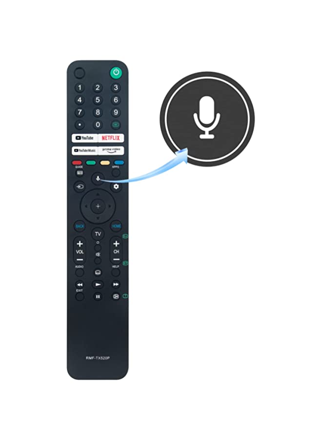 BURAQ RMF-TX520U Voice Remote Control Fit for Sony TV KD-50X80J KD-55X80J KD-65X80J KD-75X85J XR-55A80J XR-55X90J