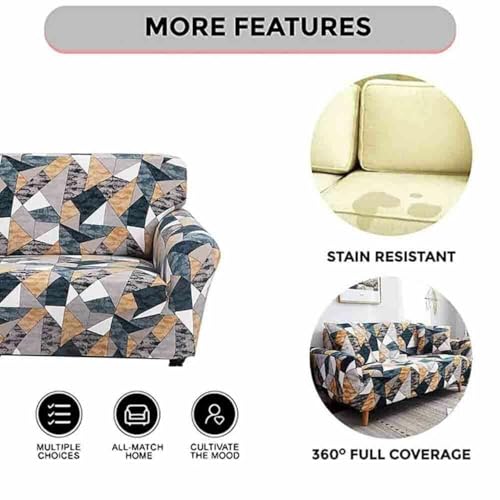 Outlay Home Universal 3 Seater Sofa Cover with Elasticity, Protective, Stretchable, Spandex & Polyester Sofa Slipcover (3 Seater, 185cm * 230cm) (Blue Check) - Image 5