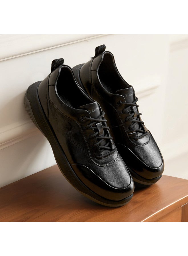 یاركون 【Genuine Leather】 أحذية رجالية مريحة لزيادة الطول في الخريف، أحذية كاجوال جلدية لرجال الأعمال والمتنقلين، أحذية كاجوال رسمية للرجال من جلد طبيعي - Image 2