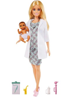 Mattel BARBIE Barbie Baby Doctor Playset with Blonde Doll, Infant Doll, Doctor Toy Accessories  - Image 1