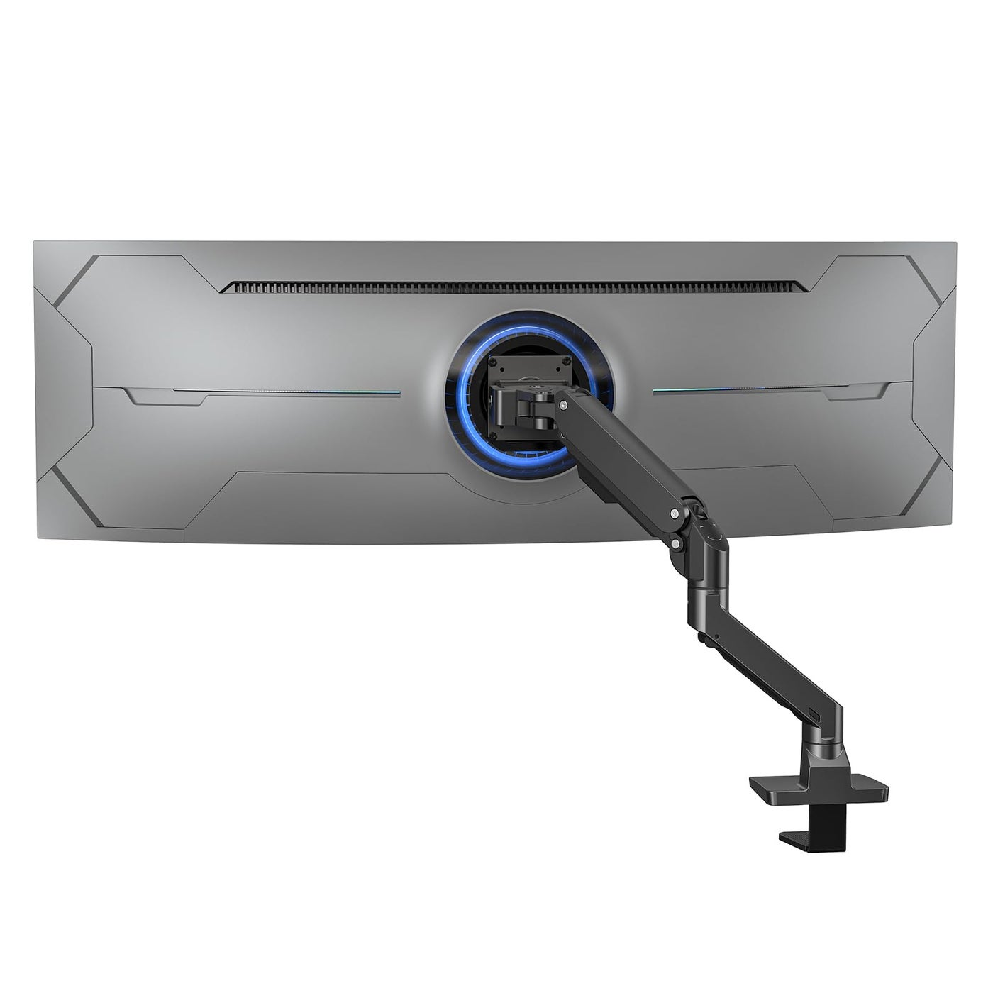Heavy Duty Monitor Arm Aluminum Single Gas Spring Monitor Arm Suit for FlatUltrawideCruved Screen 3449 inch and New 57 inches Screen Weight Capacity up to 44lbsBlack