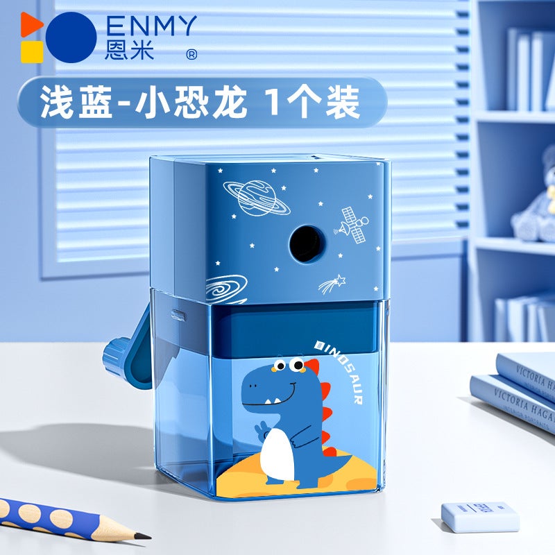 Generic Enmi Pencil Sharpener Kindergarten Hand Pencil Sharpener Primary School Students Special Pencil Sharpener Childrens Class Manual Pencil SharpenerHand pencil sharpener-light blue dinosaur Hand pencil sharpener-light blue dinosaur 