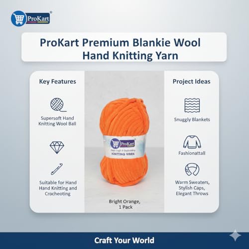 ProKart Premium Blankie Wool, Plush & Cuddly, Chenille Yarn Supersoft Hand Knitting Wool Ball | Blanket Thick/Mottu Yarn Ball Suitable for Hand Knitting and Crocheting (Bright Orange, 100gms x 1 Pack) - Image 5