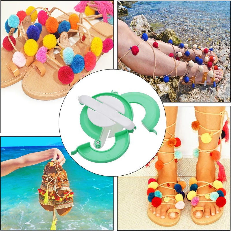 TOODOO Pom Pom Maker, 4 Different Sizes Pompom Maker Fluff Ball Needle Craft DIY Wool Knitting Craft Knitting Wool Tool Kit with Thread Cutter Scissors (Color Set A) - Image 3