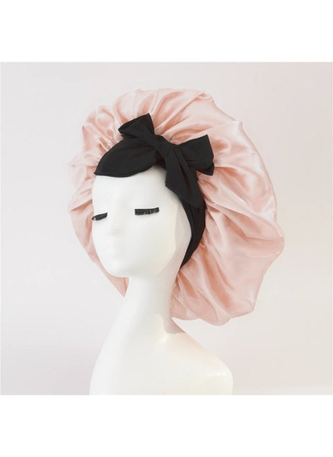 Generic Ding Piao Wide Brim Sleep Hat for Women with Bow, Satin Silk Hair Care Headscarf for Postpartum Use  - Image 1
