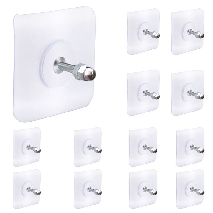 13 PACK WALL HOOKS FOR HANGINGSCREW FREE STICKER FOR MOUNT WALL SHELF 2 IN 1 REUSABLE ADHESIVE HOOKS HEAVY DUTY WATERPROOF RUSTPROOF AND OILPROOF FOR KITCHEN BATHROOM HOME OFFICE16MM