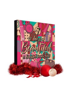 W7 W7 12 Days of Beautiful Holiday Advent Calendar 2024-12 Individually Boxed Makeup & Cosmetic Surprises - Cruelty Free, Christmas Stocking Filler  - Image 1