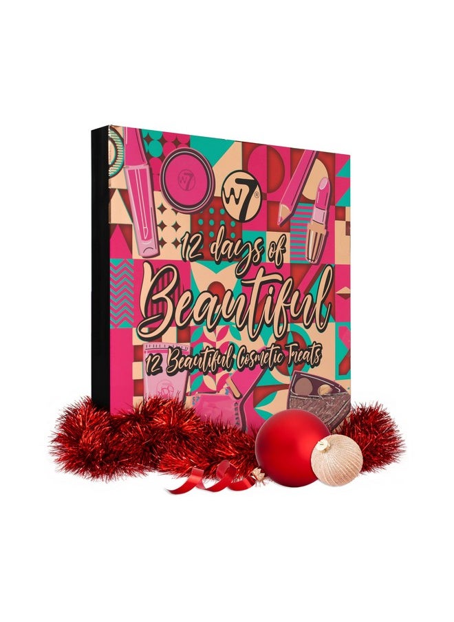 W7 W7 12 Days of Beautiful Holiday Advent Calendar 2024-12 Individually Boxed Makeup & Cosmetic Surprises - Cruelty Free, Christmas Stocking Filler  - Image 1