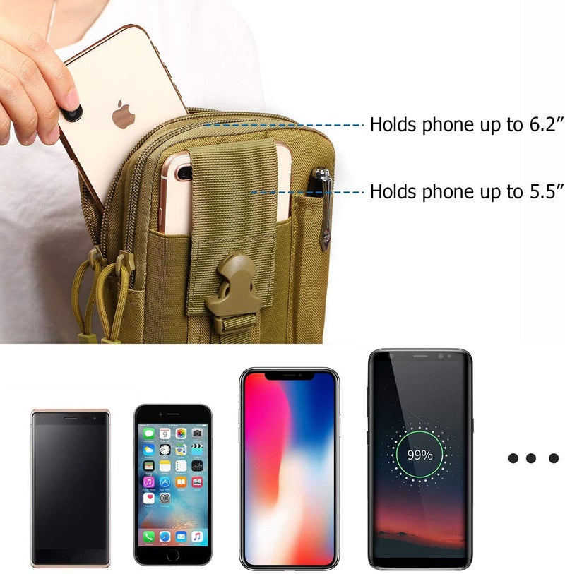 DOUNTO Tactical Waist Pouch EDC Molle Waist Bag Belt Phone Pouch Holster Purse Carrying Pouch for Smartphone, Tools - Image 2