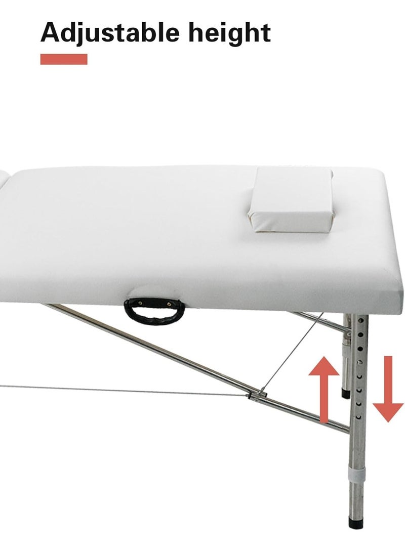 Meishida Massage Table,Folding Lash Bed,Lightweight Massage Bed,Aluminium Frame,2 step Fold Professional Facial Salon Tattoo Massage Bed - White  - Image 2
