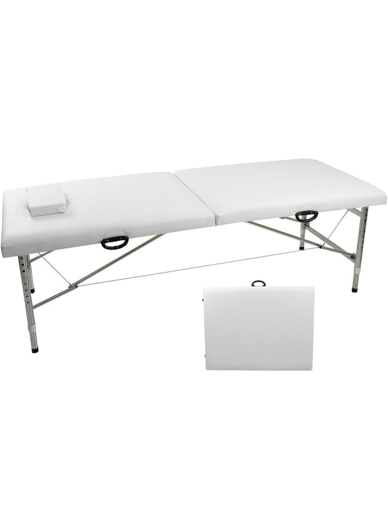 Meishida Massage Table,Folding Lash Bed,Lightweight Massage Bed,Aluminium Frame,2 step Fold Professional Facial Salon Tattoo Massage Bed - White  - Image 1