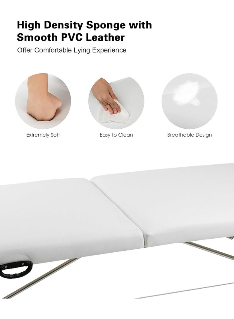 Meishida Massage Table,Folding Lash Bed,Lightweight Massage Bed,Aluminium Frame,2 step Fold Professional Facial Salon Tattoo Massage Bed - White  - Image 4