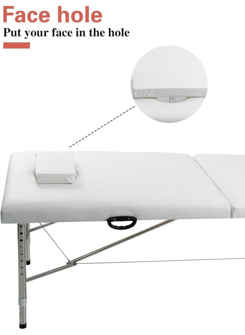 Meishida Massage Table,Folding Lash Bed,Lightweight Massage Bed,Aluminium Frame,2 step Fold Professional Facial Salon Tattoo Massage Bed - White  - Image 3