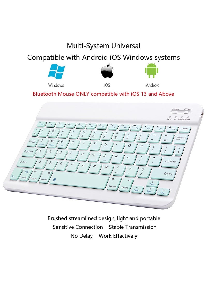 ELTRAZONE ELTERAZONE Ultra-Slim Bluetooth Keyboard and Mouse Combo Rechargeable Portable Wireless Keyboard Mouse Set for Apple iPad iPhone iOS 13 and Above Samsung Tablet Phone Smartphone Android Windows(Green) - Image 3