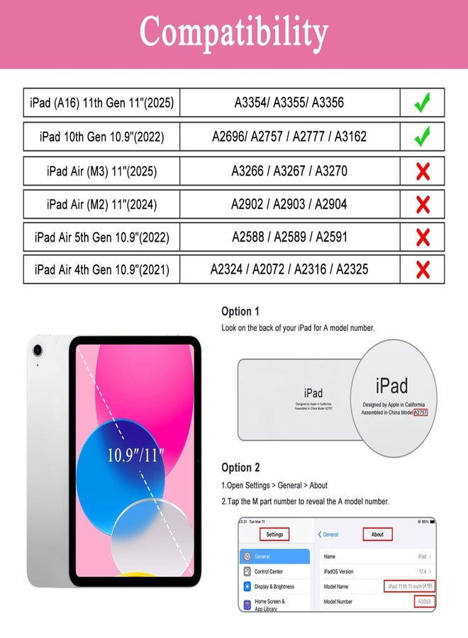 Soke for iPad (A16) 11th/10th Generation Case with Keyboard(2025/2022)-7 Color Backlight Wireless Detachable Folio Keyboard Cover with Built-in Pencil Holder for iPad 11/10.9 inch, HotPink Marble - Image 2