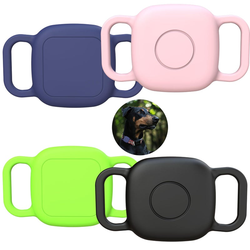GudCoaks Waterproof Dog Collar Holder for Tile Life360 Mate 2024/2022 Tracker, Anti Lost Soft Silicone Case for cat pet Necklace, Protective Cover Accessories for Tile Tracker Finder (Black/Green/Pink/Blue) - Image 1