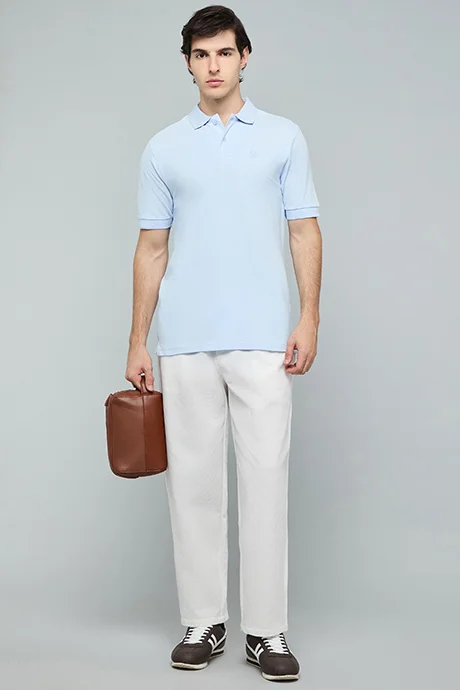 أر أند بي Solid Polo T-Shirt with Short Sleeves