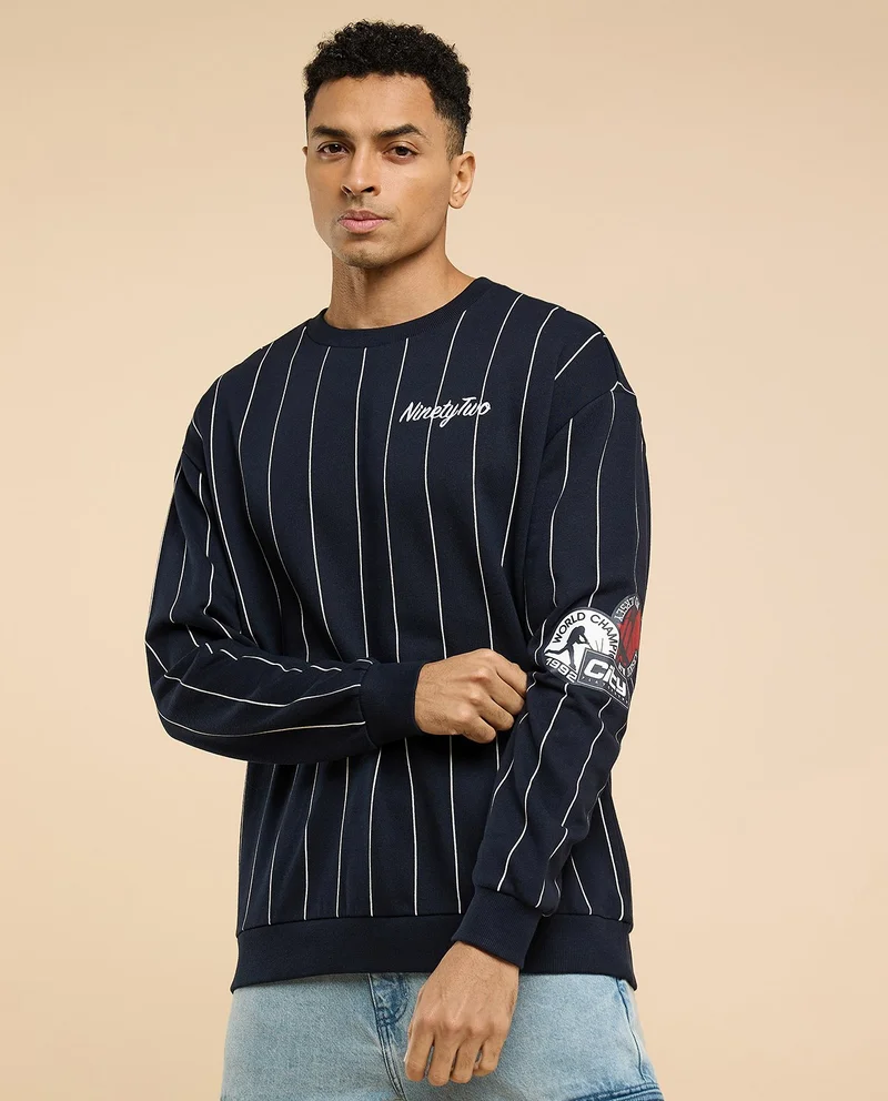 R&B Striped Sweatshirt with Crew Neck and Long Sleeves
