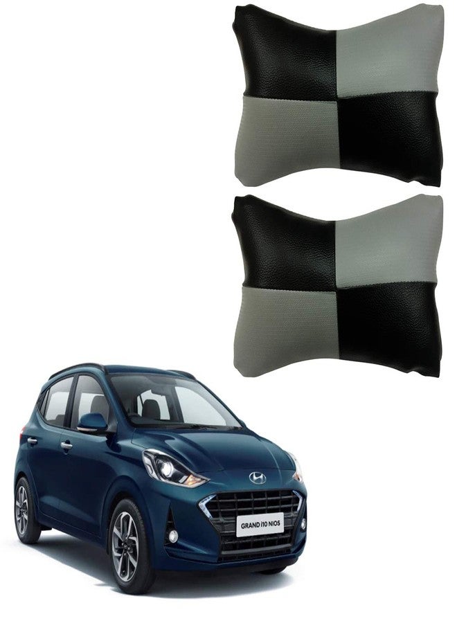 PulGos Grey Check Design Car Neck Rest Cushion with Adjustable Straps_1881 - Image 1