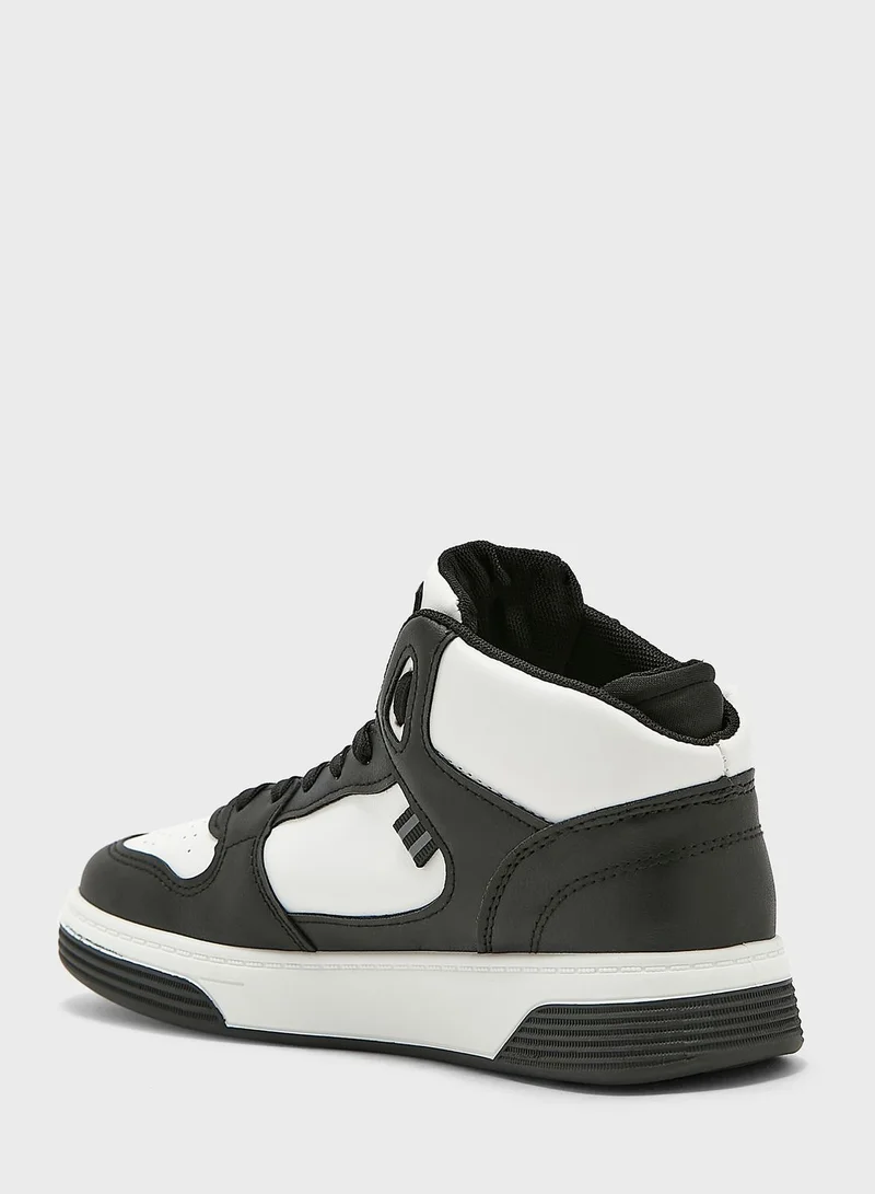 Ginger Two Tone Lace-Up Front High Top Sneakers