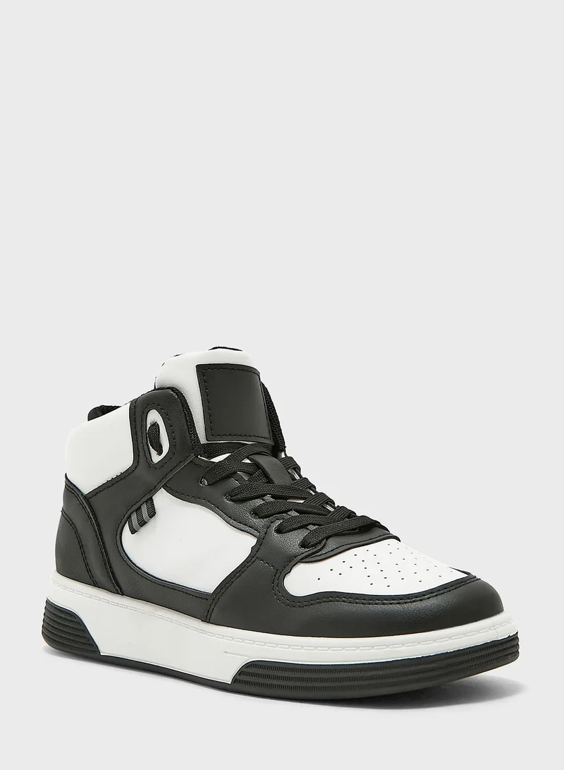 Ginger Two Tone Lace-Up Front High Top Sneakers
