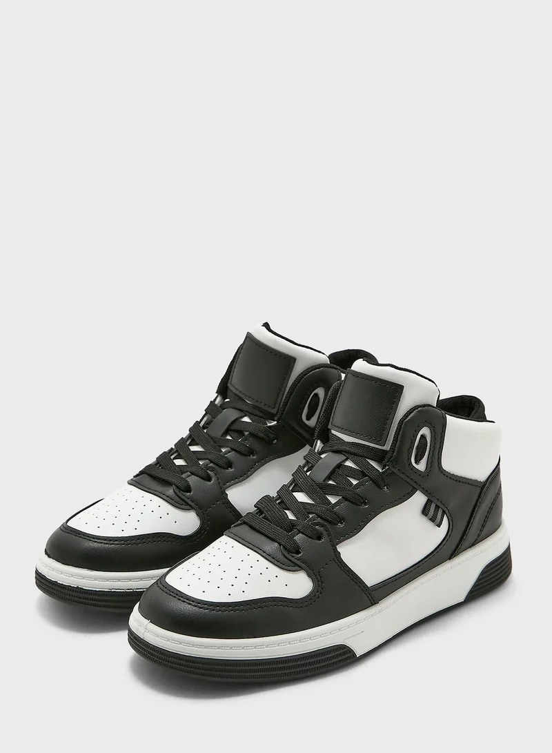 Ginger Two Tone Lace-Up Front High Top Sneakers