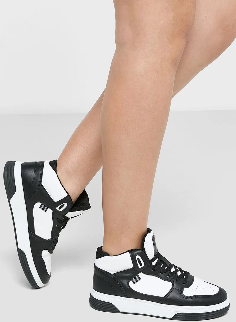 Ginger Two Tone Lace-Up Front High Top Sneakers