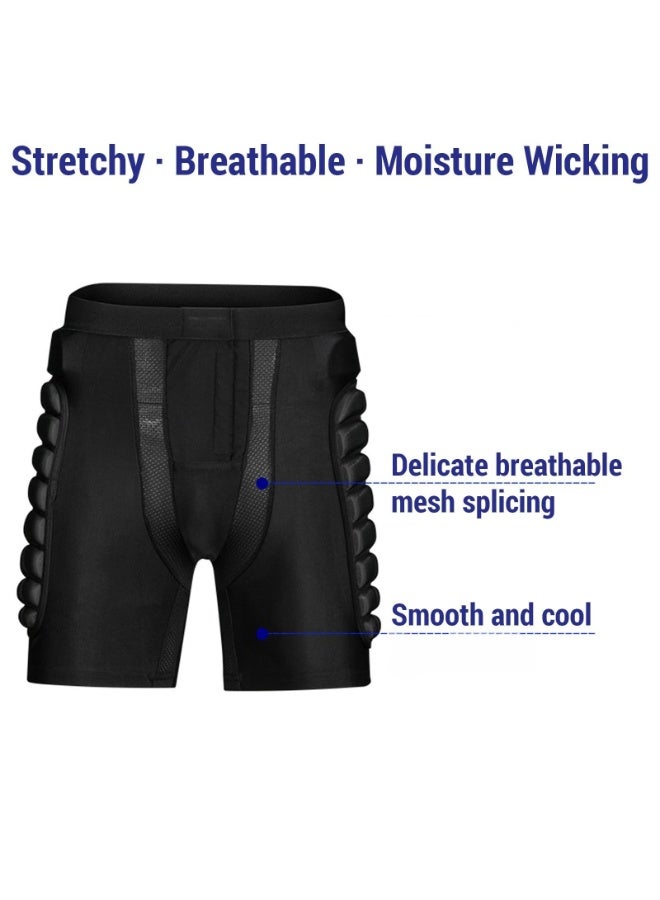 شورت مبطن لحماية الورك للتزلج على الجليد والتزلج على الجليد (المقاس: XXL، أسود، للبالغين، معدات حماية من الصدمات، التزلج على الجليد) - Image 3