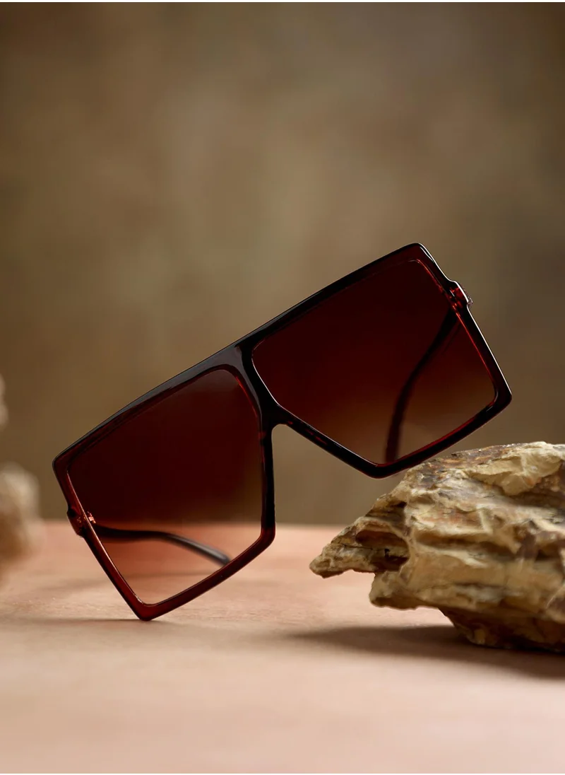 صوص هاوت Full Rim Oversized Sunglasses - Brown