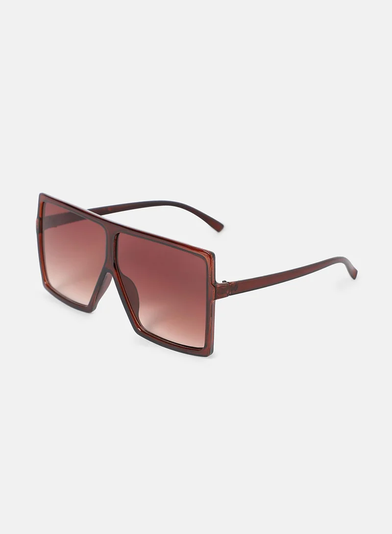 Haute Sauce Full Rim Oversized Sunglasses - Brown