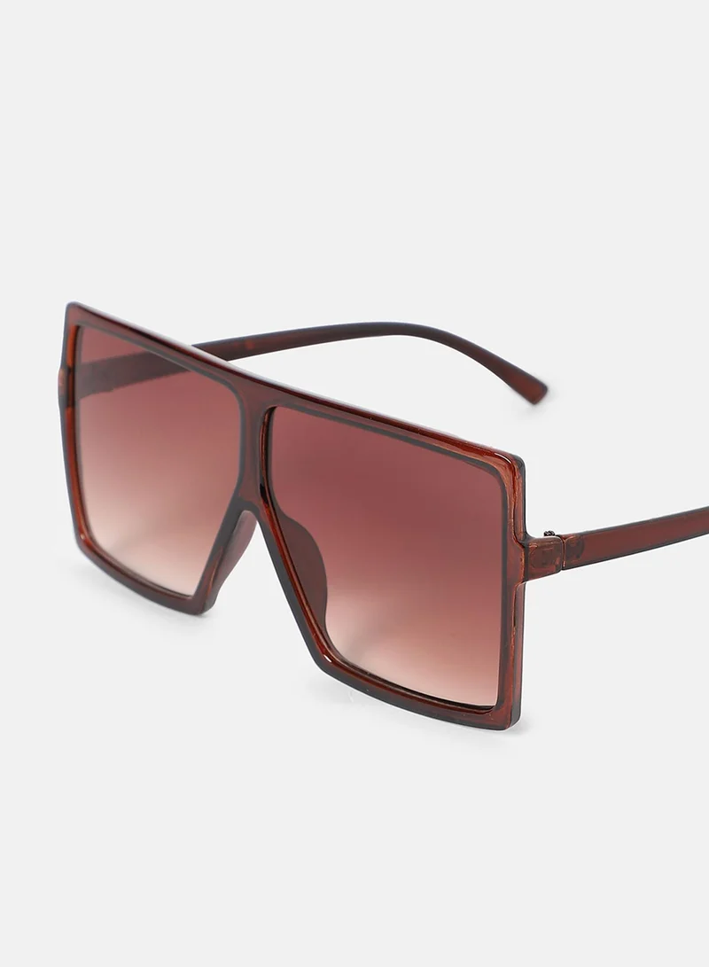 Haute Sauce Full Rim Oversized Sunglasses - Brown