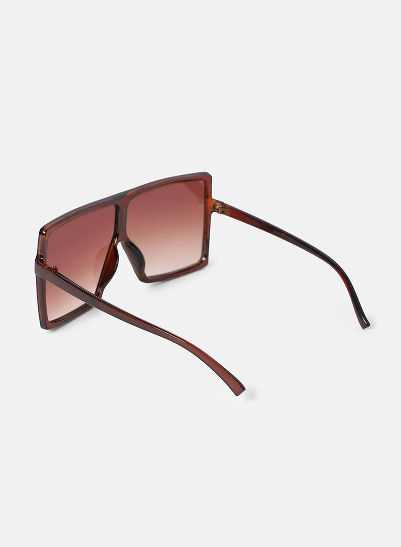 Haute Sauce Full Rim Oversized Sunglasses - Brown