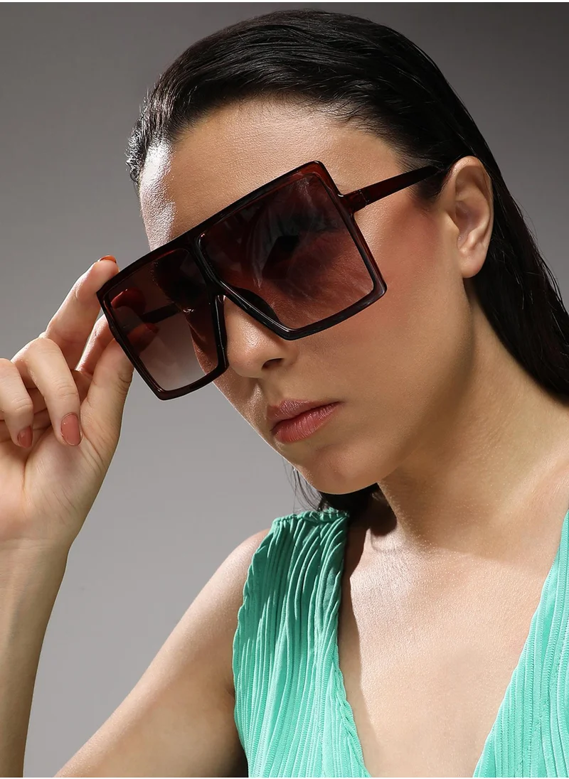 صوص هاوت Full Rim Oversized Sunglasses - Brown