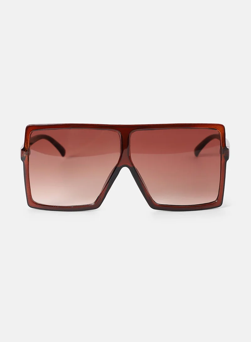 Haute Sauce Full Rim Oversized Sunglasses - Brown