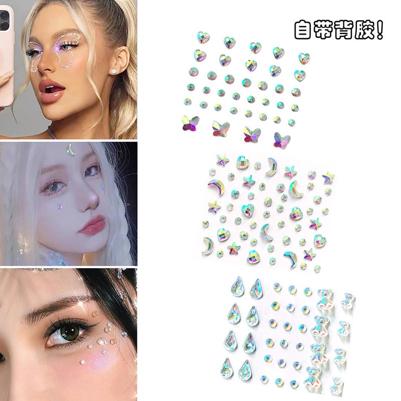 Ins Mainly Recommended Single-Piece Diy Eyebrow Eye Patch With Glue, Rhinestone Patch For Forehead And Face, Adhesive-Backed Acrylic Diamond Patch - Image 2
