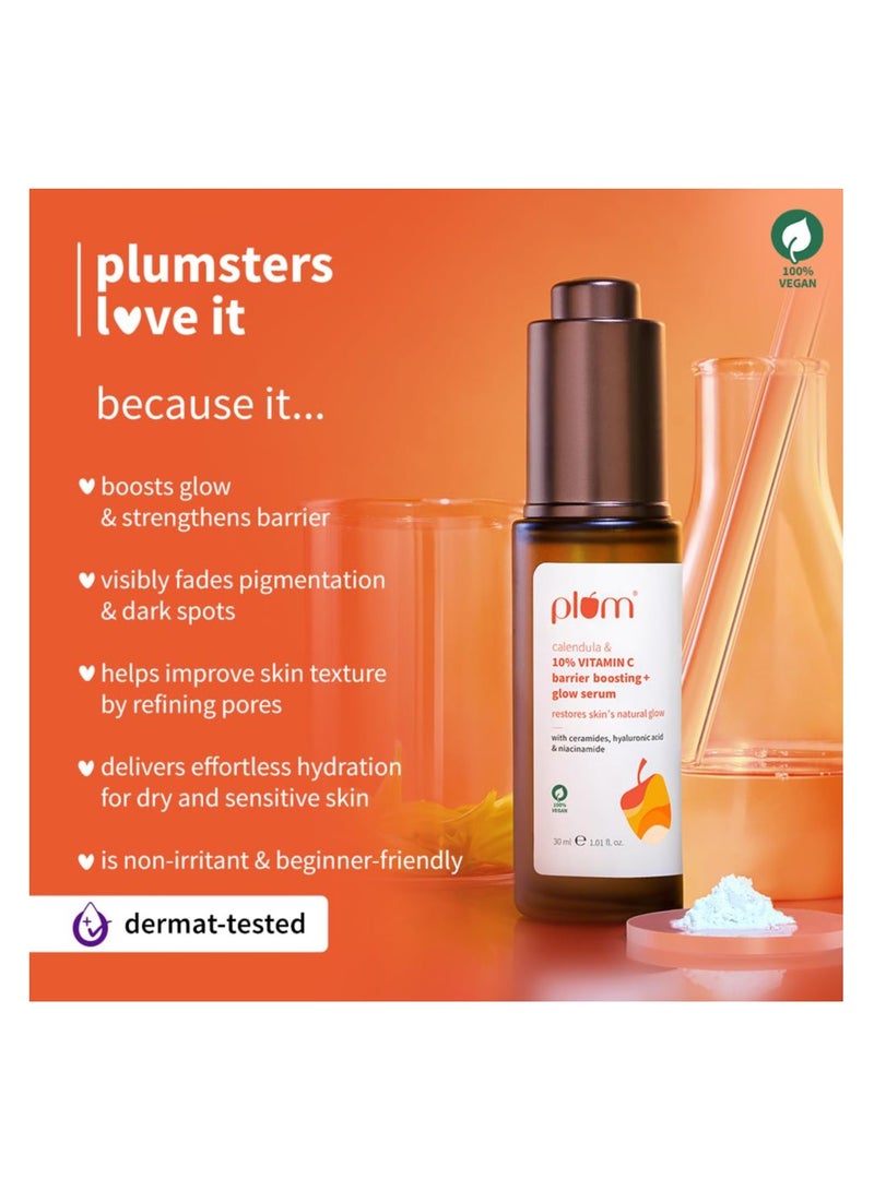 Plum 10% Vitamin C & Calendula Barrier Boosting + Glow Serum | Boosts glow from 1st use | Ceramides strengthens skin barrier | Niacinamide fights pigmentation & dark spots | Non-irritant| Men & Women | For all skin types | 30ml - Image 4
