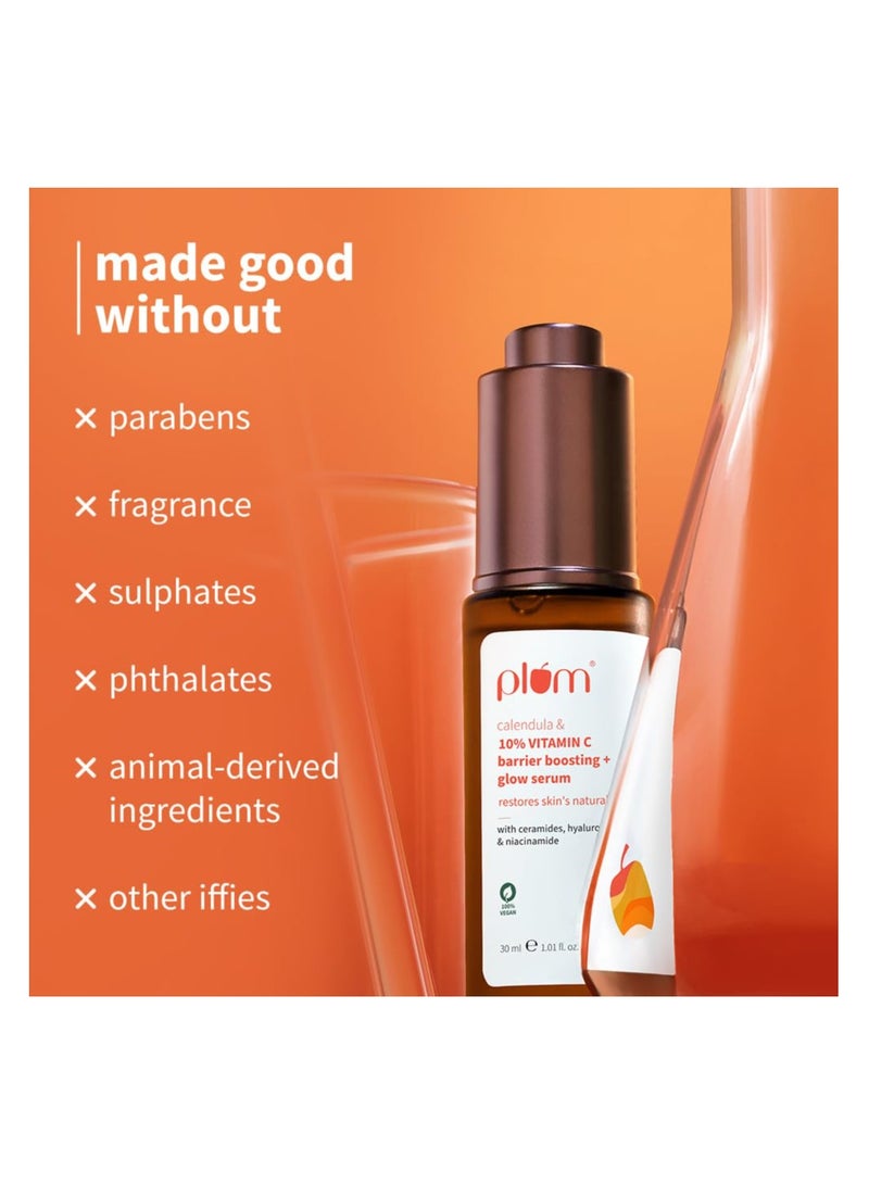 Plum 10% Vitamin C & Calendula Barrier Boosting + Glow Serum | Boosts glow from 1st use | Ceramides strengthens skin barrier | Niacinamide fights pigmentation & dark spots | Non-irritant| Men & Women | For all skin types | 30ml - Image 5