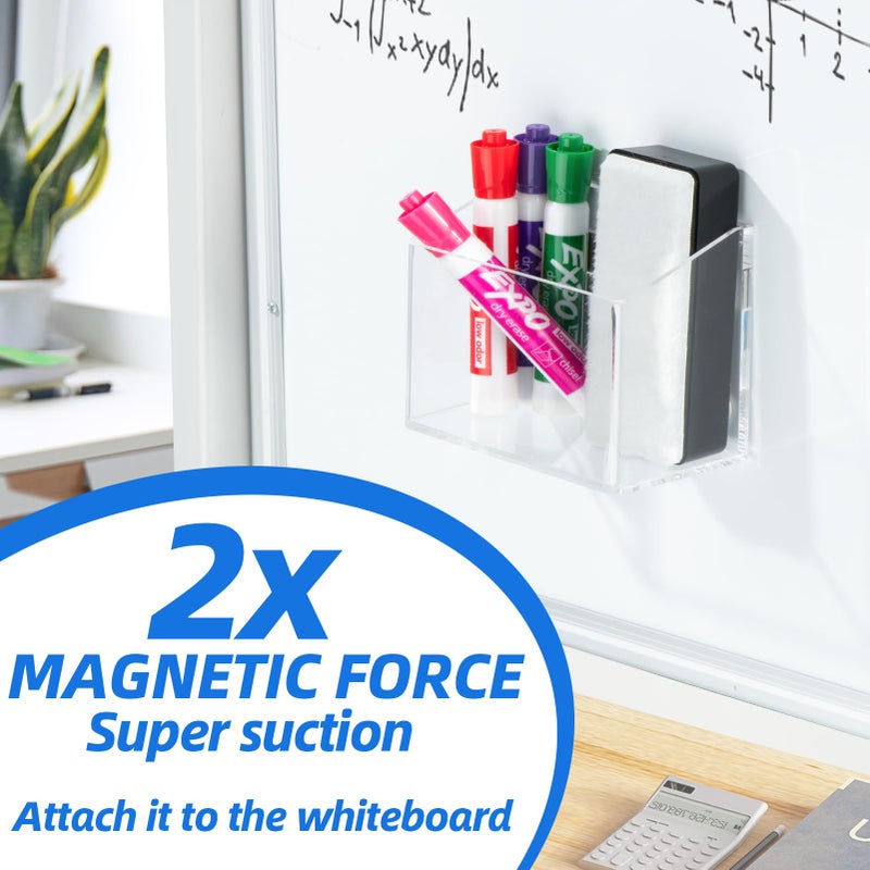 Simetufy Magnetic Pen Holder, Magnetic Dry Erase Marker Holder, magnetic pen holder for refrigerator, whiteboard , Pens, Pencils, Non-slip Acrylic Magnetic Marker Holder- Transparent, 1 Pack - Image 4