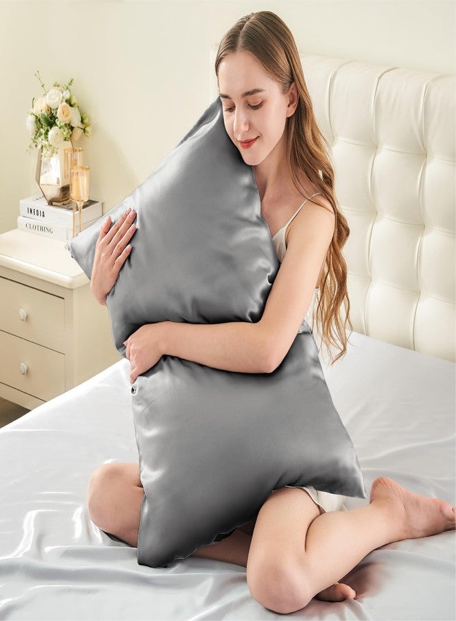 INFIIXSO Mulberry Silk Pillowcase for Hair and Skin, Silk Pillow Cases Queen Size with Hidden Zipper 20x30 Inches, Smooth and Soft Cooling Pillow Cases for Hot Sleepers(Dark Grey, 1 Pack) - Image 3
