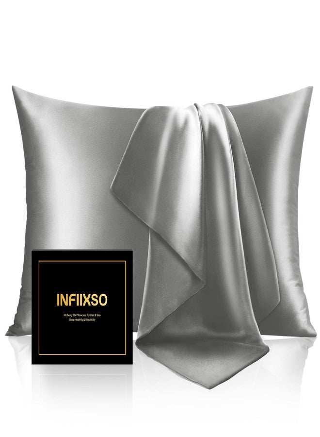 INFIIXSO Mulberry Silk Pillowcase for Hair and Skin, Silk Pillow Cases Queen Size with Hidden Zipper 20x30 Inches, Smooth and Soft Cooling Pillow Cases for Hot Sleepers(Dark Grey, 1 Pack) - Image 1