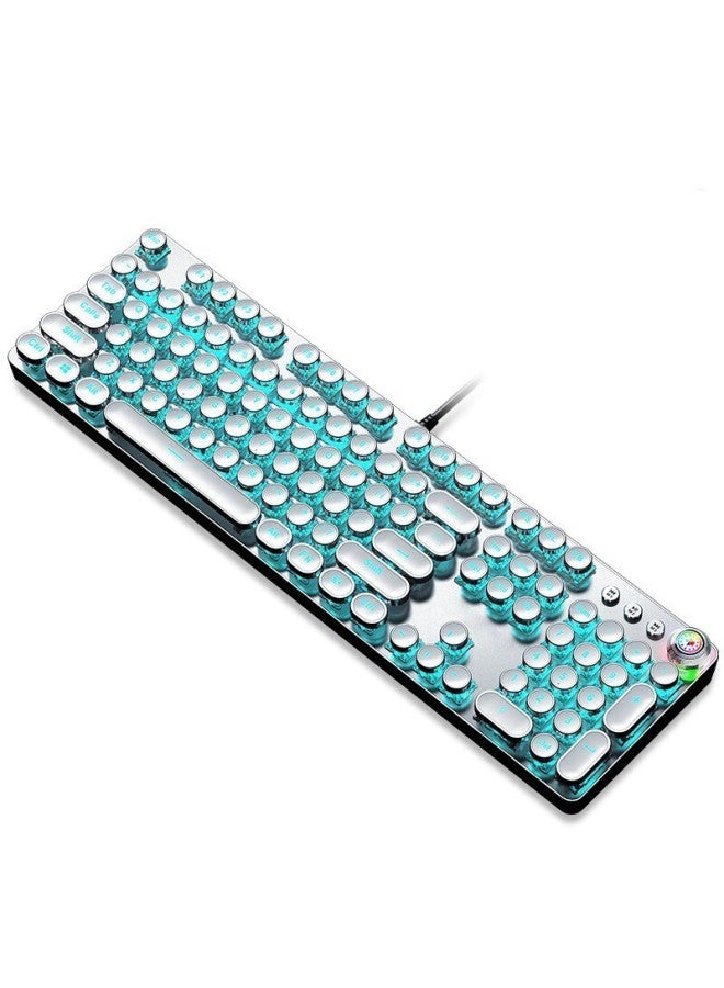 Eweadn Tk100 Punk Mechanical Keyboard And Mouse Combo For Gaming, Wired Computer Keyboard And Mouse Set For Office Typing, Retro Peripherals, White With Ice Blue Light Switches - Image 3