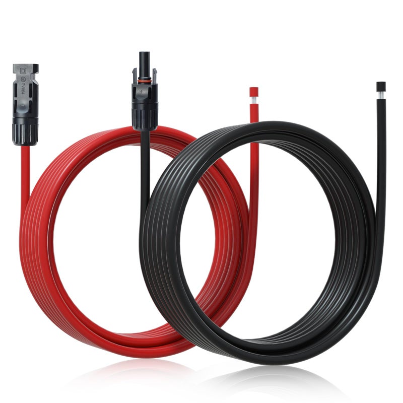 ECO-WORTHY 20FT 10AWG Solar Extension Cable 30A/1000V DC, IP67 Waterproof with Compatible Quick Connectors (Red+Black) for Solar Panels, Controllers, Off-Grid Systems - Image 1