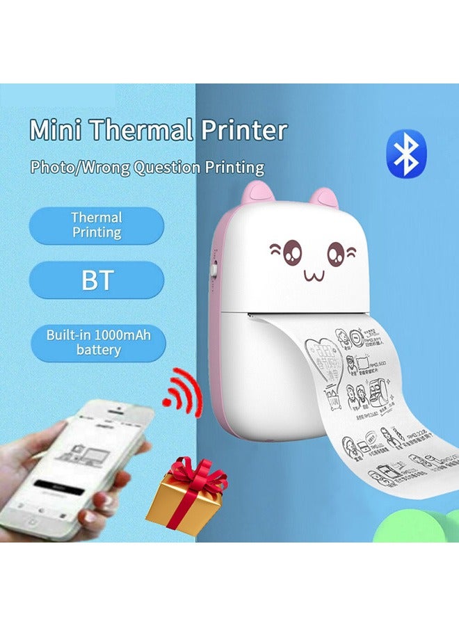 طابعة ملصقات محمولة صغيرة باللون الوردي - Image 2