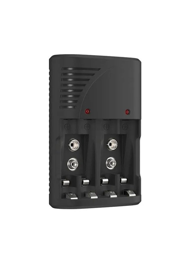 بيستون شاحن بطاريات C-802 AA و AAA و 9 فولت، شاحن ذكي بفتحتين مع مؤشرات LED، حماية من الشحن الزائد، تيار وجهد ثابتان، متوافق مع بطاريات Ni-MH/Ni-Cd القابلة لإعادة الشحن للكاميرات وأجهزة التحكم عن بعد والإلكترونيات الذكية ومشاريع DIY - Image 4