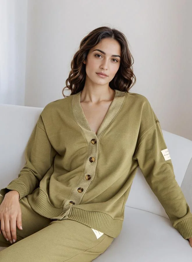 Splash FAV Pyjama Set Button-Down Cardigan Shirt & Trousers