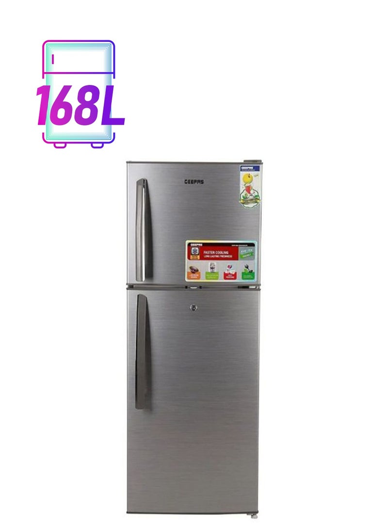 GEEPAS Double Door Direct Cool Refrigerator 223 kW GRF2202SXE-1 Silver - Image 1