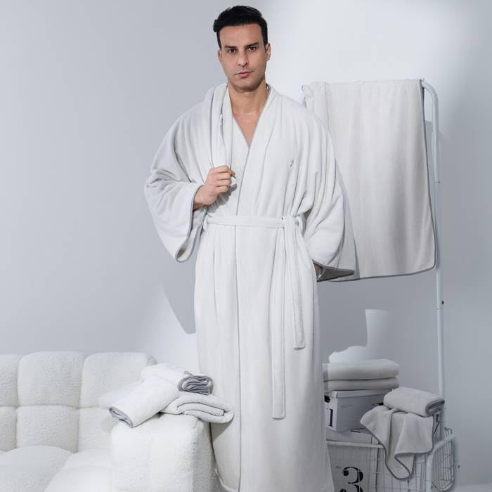 Reefi Cloud Men's Bathrobe, Grey - Image 2