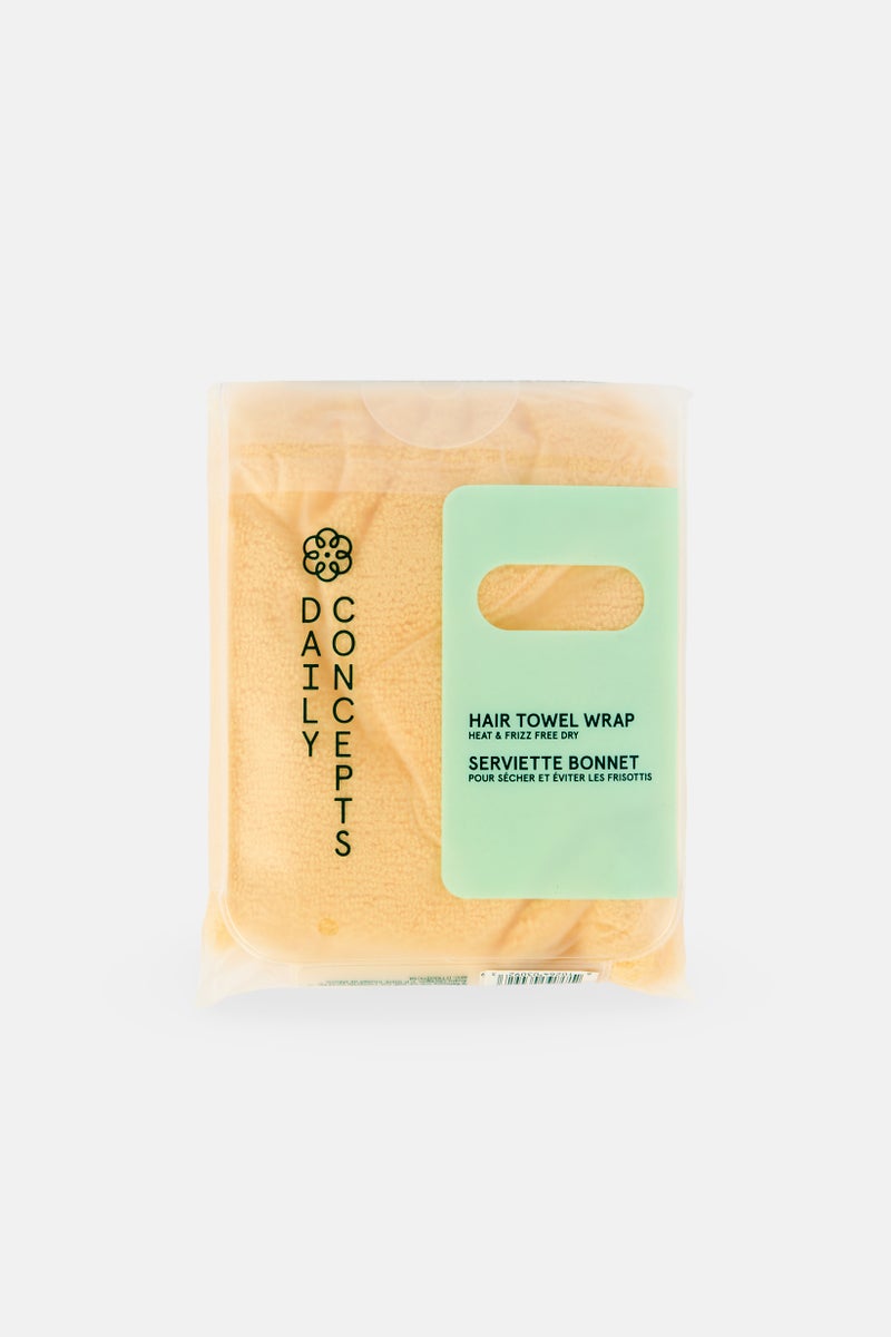 Daily Concepts Daily Hair Towel Wrap Reduces Frizz and Drying, Yellow - Image 1