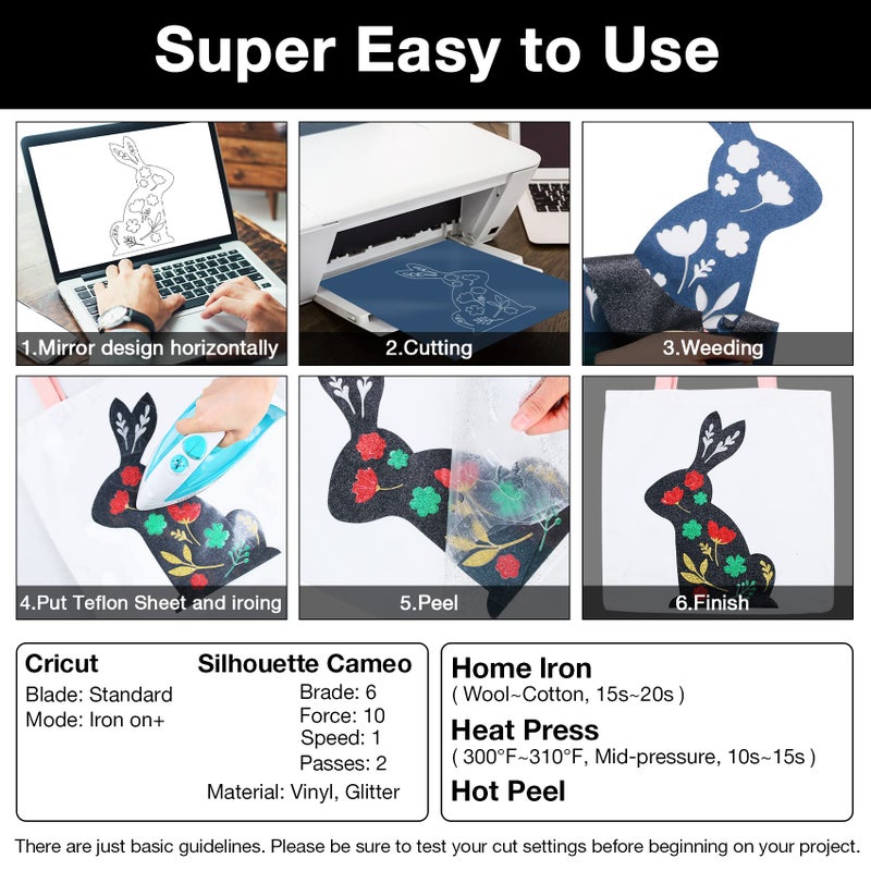 TORC Royal Blue Glitter HTV Heat Transfer Vinyl Roll 12 inch x 5 ft Iron on Vinyl for T Shirts Crafts - Image 5