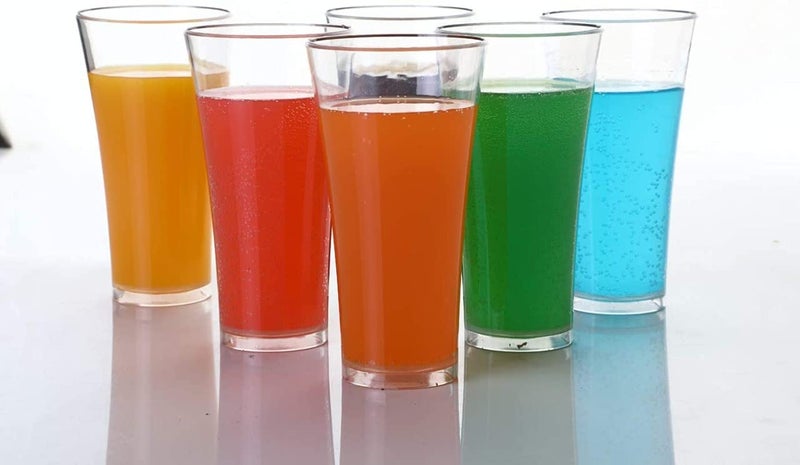 AWICKTIK Pack of 6 Plastic Unbreakable WaterJuice Drinking Glass Set Glass Set 300 ml Glass Set - Image 1